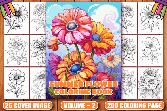 200 Summer Flower Coloring Pages VOL - 2