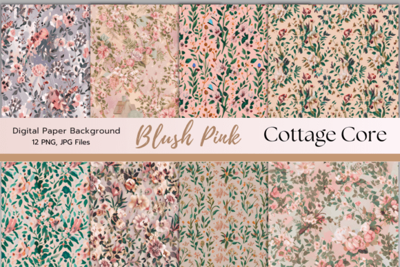 Blush Pink Cottage Core Digital Paper