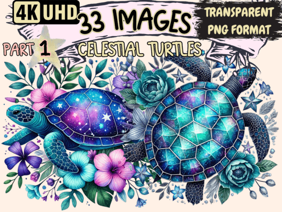 Celestial Turtles Clipart P1: A Cosmic Solution for Your Next Creative Project