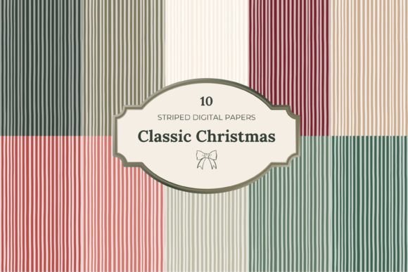 Christmas Stripes Digital Papers for Holiday Creations
