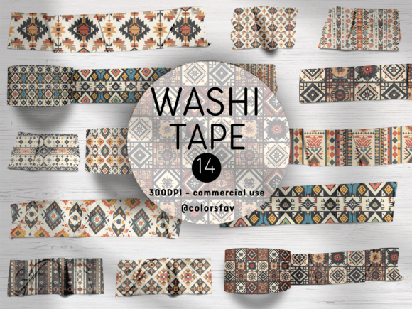Digital Washi Tapes Inspired by Ethnic