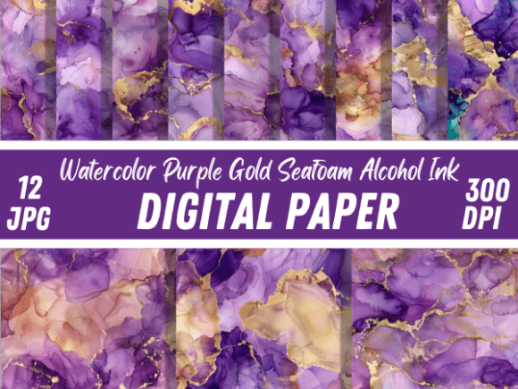 Elevate Your Creative Projects with Watercolor Purple Gold Alcohol Ink Paper
