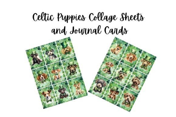 Embrace the Emerald Spirit: Celtic Puppies Collage Sheets and Cards for Your St. Patrick's Day Projects
