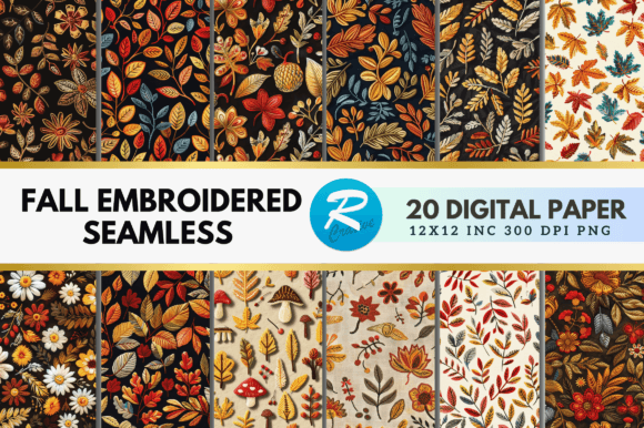 Fall Embroidered Seamless Digital Paper