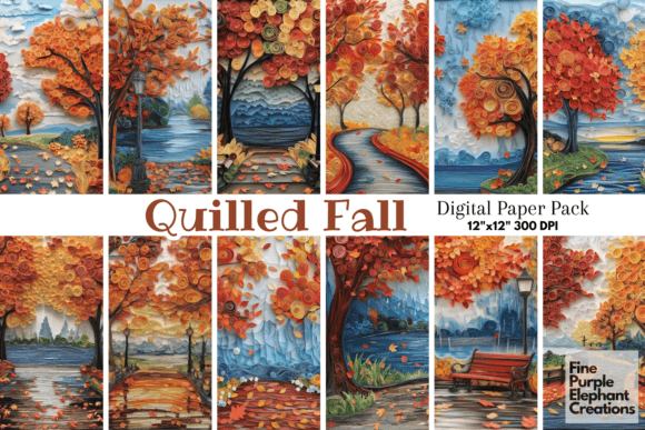 Fall Maple Leaves Paper Quilling Texture