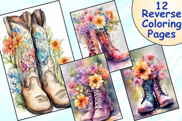Flowery Boot Reverse Coloring Pages: Unleash Your Inner Artist