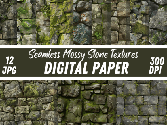 Mossy Wall Bricks Stone Paper Background