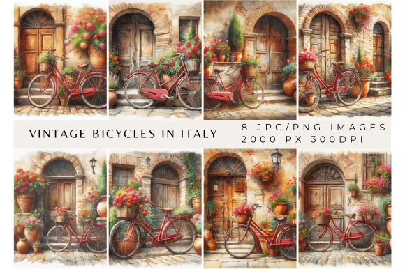 Revitalizing Digital Design with the Timeless Charm of Vintage Bicycles in Italy Digital Paper