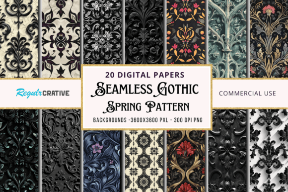 Seamless Gothic Spring Pattern Bundle