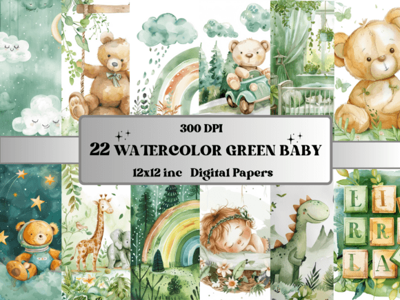 Watercolor Green Baby Scenes Paper: A Versatile Tool for Creators and Small Businesses